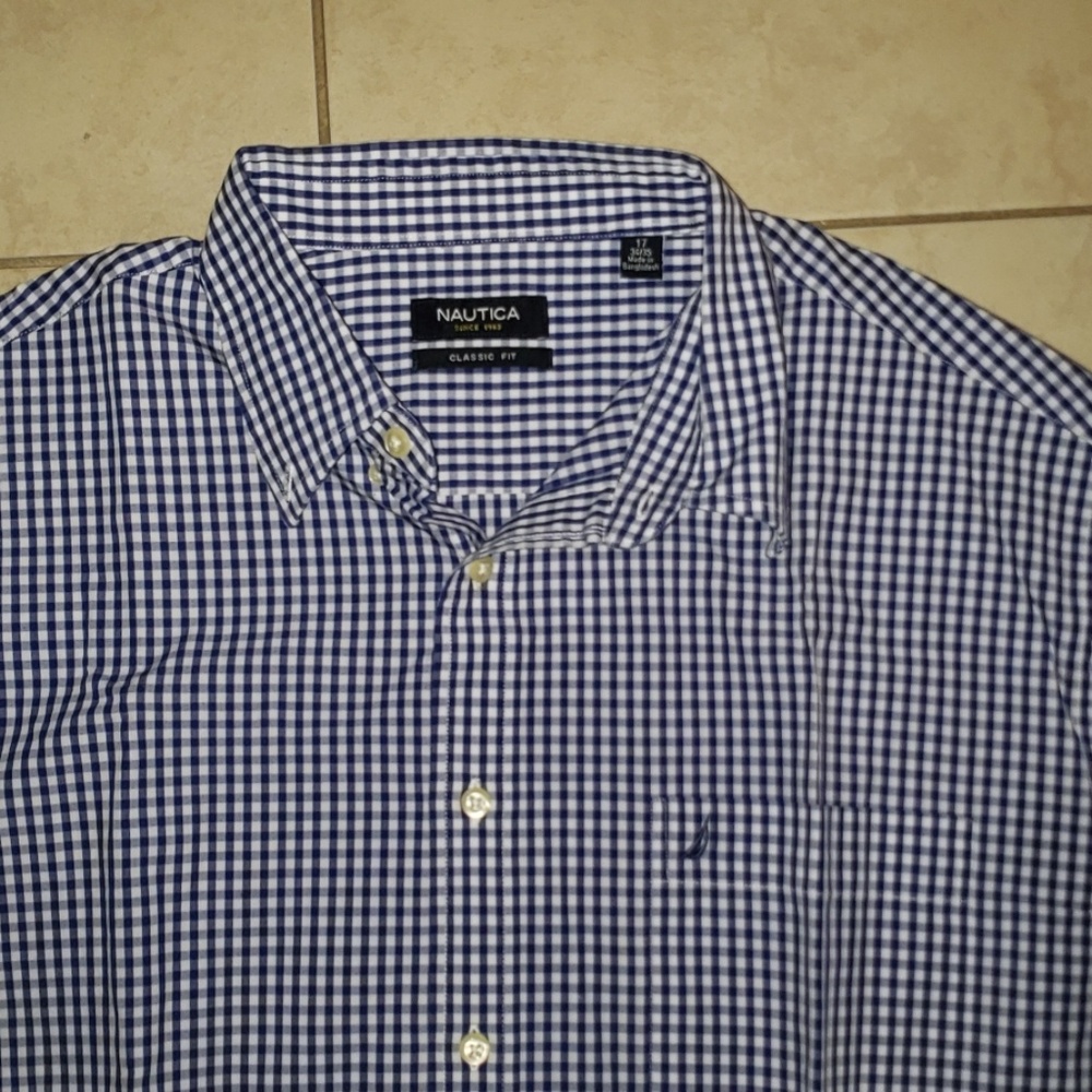 Nautica men's button up sz 17 like new - Picture 2 of 2